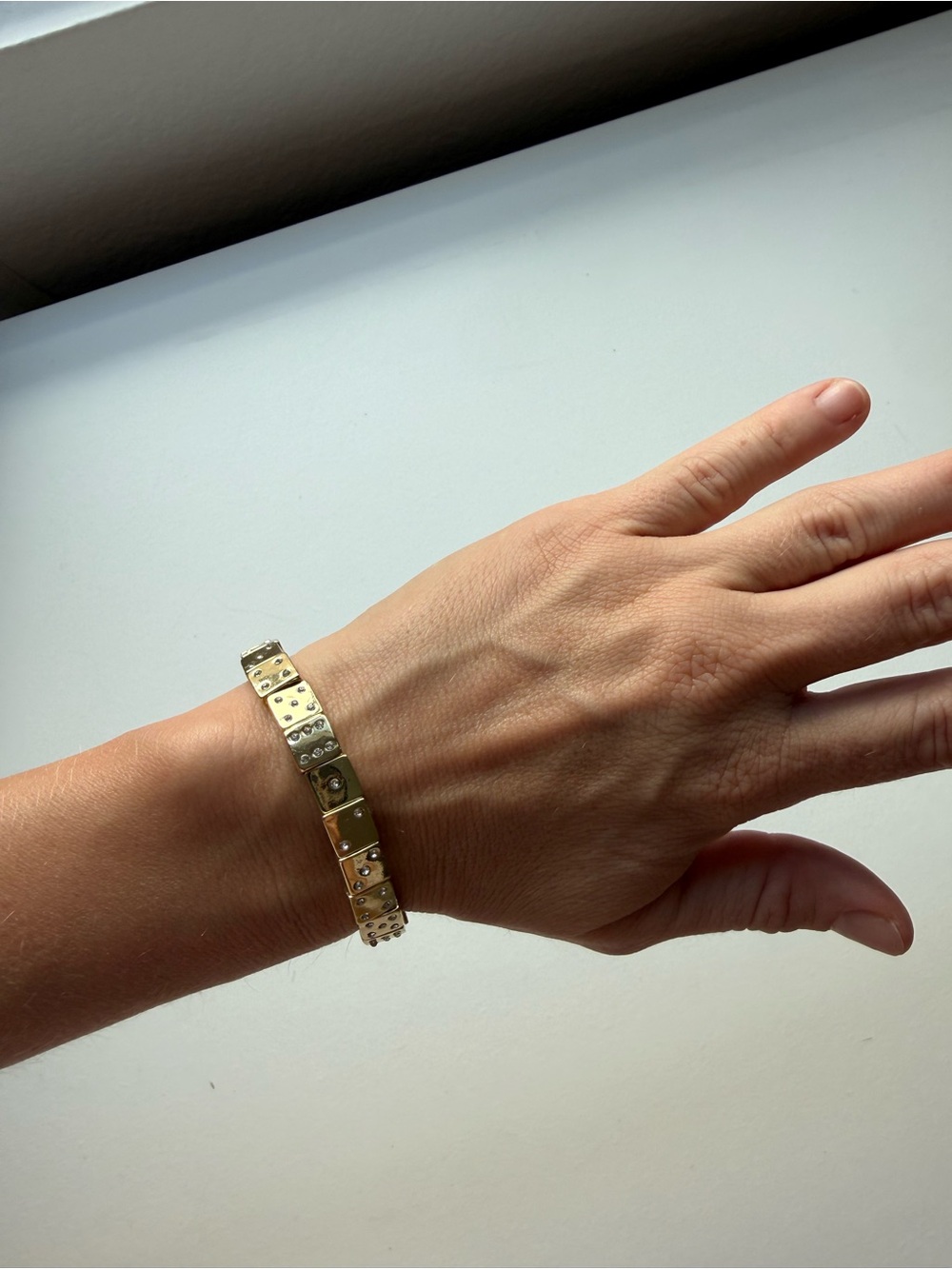 Gold Tone Studded Link Bracelet - Women's Jewelry